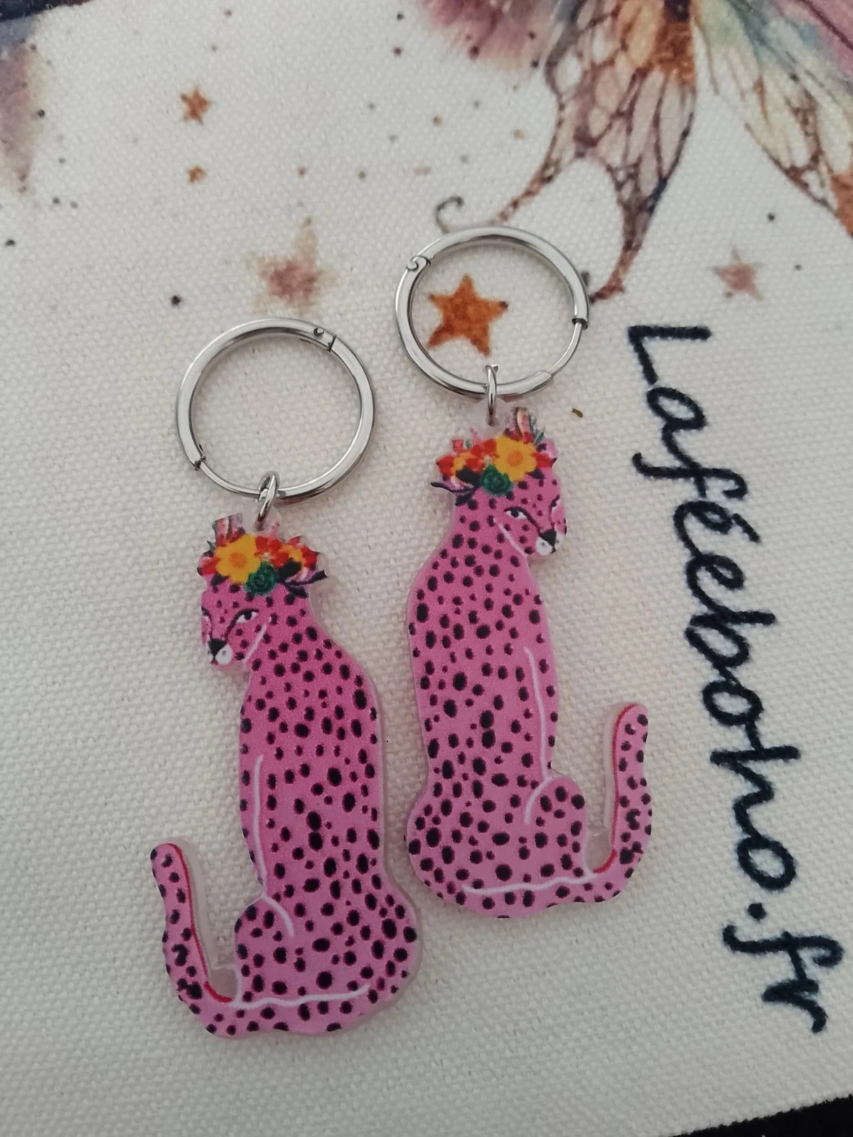 Boucles d'oreilles panthères roses